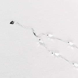 POFET Verstellbares doppellagiges Armband mit Herzmotiv, silbernes Herzarmband, Sterlingsilberarmband für Frauen, mehrlagige Charm-Armbänder für Damen und Mädchen