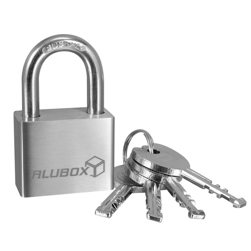 alubox Padlock Stainless Steel with 4 Keys Shackle 7 mm