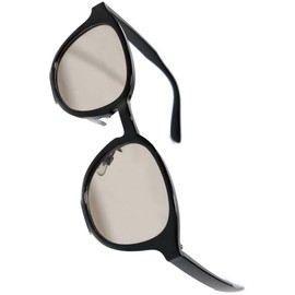 Bliss Leather, Full Model, Small Face Effect, Boston-Shaped, Date Glasses, Black Rim, Sunglasses, Eye Friendly, UV Protection, Plastic Frame, Black x light brown