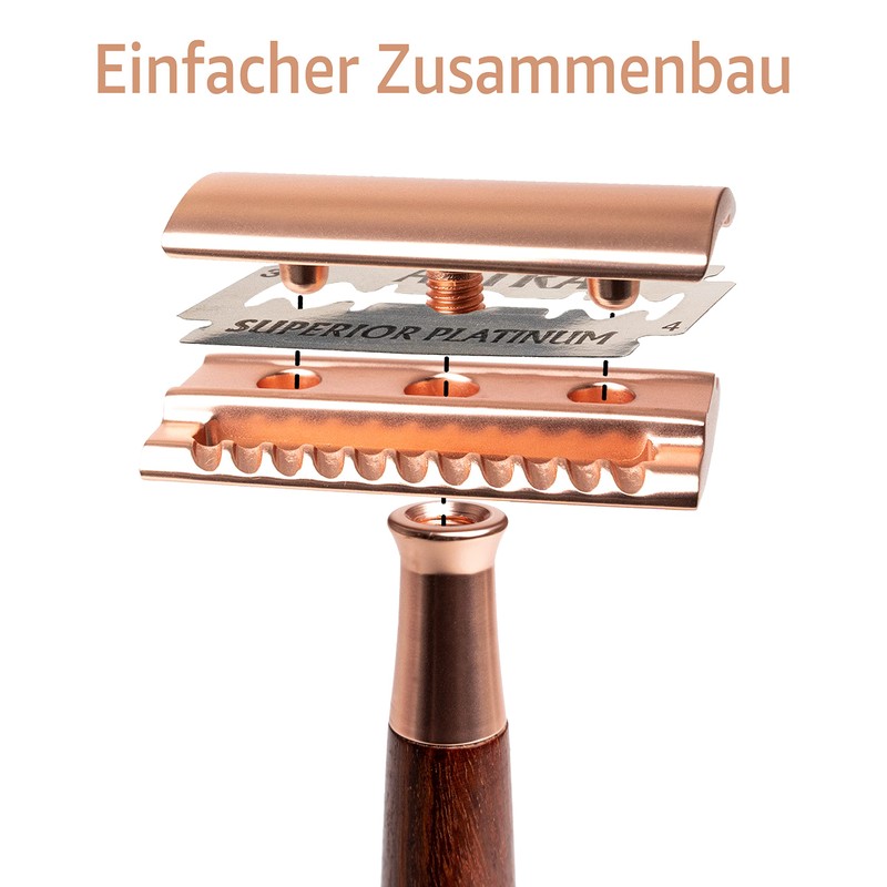 ANYMALE® Safety Razor with Sandalwood Handle - Set with Stand