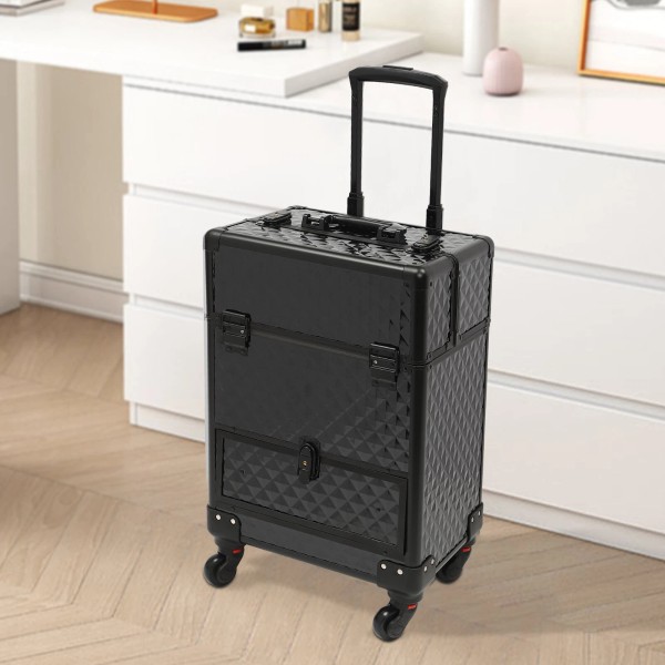 Unbranded Makeup Trolley Rolling Makeup Train Case Durable Large Capacity