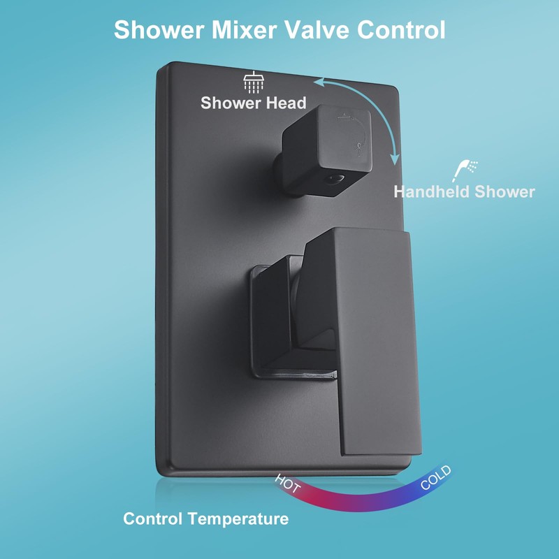RTTWYYUU Matte Black Shower Head and Handle Set 10 Inch,