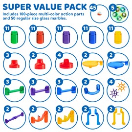 JOYIN 150Pcs Glowing Marble Run- Construction Building Blocks Toys with 5 Glow in The Dark Glass Marbles, STEM Educational Building Block Toy, Gift for Christmas