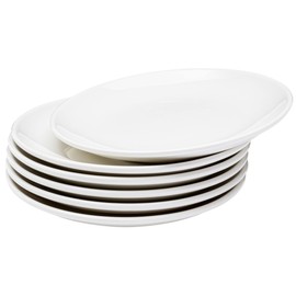 Vikko Dessert Plate, Set of 6 White Plates, Fine Porcelain, Stackable 7 Inch Dessert Plates, Dishwasher Safe, 7/'' Dessert Plate