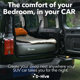 D-Hive SUV Air Mattress, Ultra-Thick Material Extra-High Car Air Mattress, SUV Mattress for Toyota 4runner, Car Mattress w/Built-in Pump Inflatable Car Air Mattress Grey