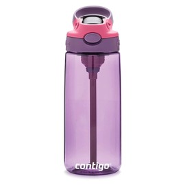 Contigo Aubrey Kids 20oz Cleanable Water Bottle with Silicone Straw, Spill-Proof Lid, Eggplant - Dishwasher Safe and Ideal for Everyday Use
