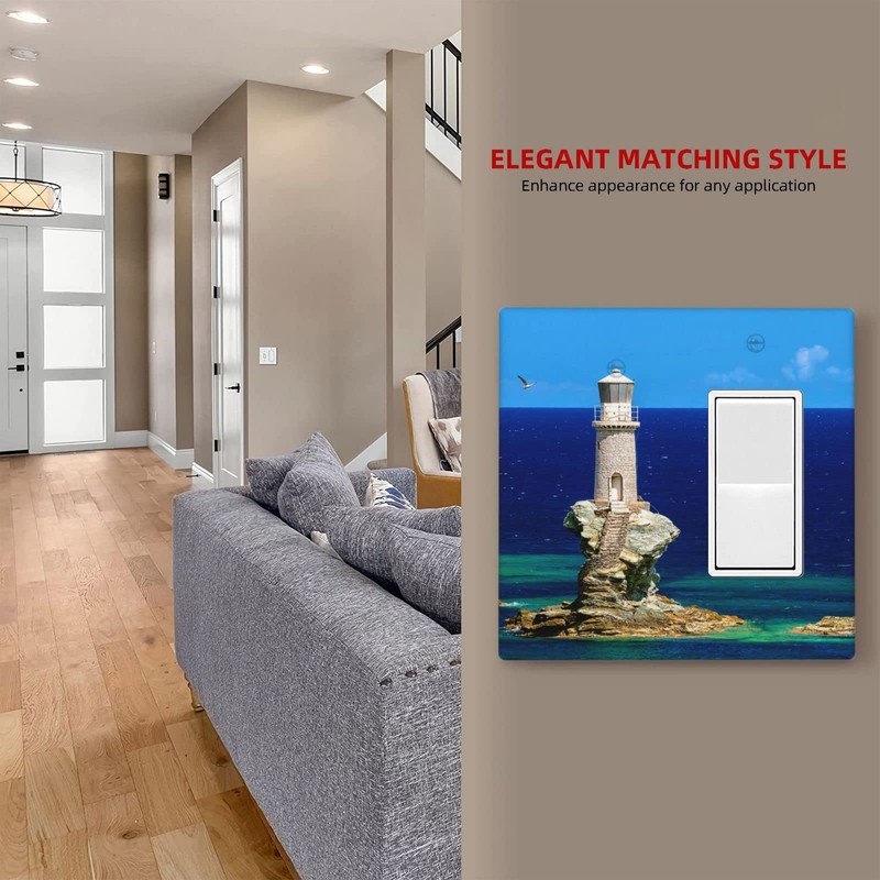 Blue Ocean Lighthouse Landscape Light Switch Cover Plates Single Blank