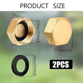 2 Pcs Brass Blanking Cap Radiator Valve caps, Plumbing Fittings, 3/4" Inch Hex Brass Blanking Nut Caps for Plumbing, Heating Systems, Pipe Fittings & DIY Repairs Includes Sealing Washer