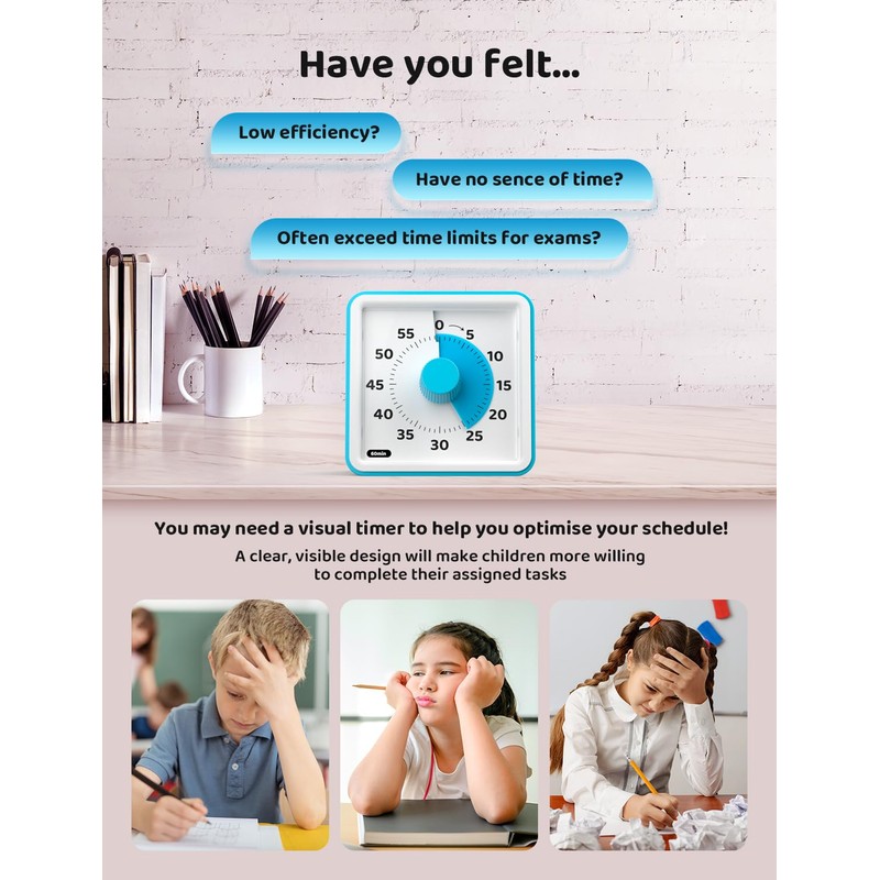 LIORQUE Visual Timer for Kids, 60-Minute Countdown Timers for Classroom