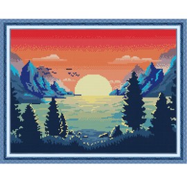 Svarog Kits de punto de cruz estampados para principiantes, gama completa de patrones de bordado, kits de iniciación para adultos o niños, kits de punto de cruz, 14 quilates, luz matutina, 15.4 x 12.2 pulgadas