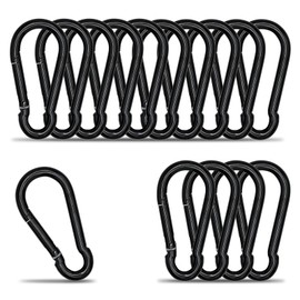 KINLINK 15 Pack Black Carbon Steel Carabiner Clip, 1.97 inch Heavy Duty Spring Snap Hook, Small Carabiner Clips for Outdoor Camping, Swing, Hammock, Hiking, Fishing, Quick Link Keychain