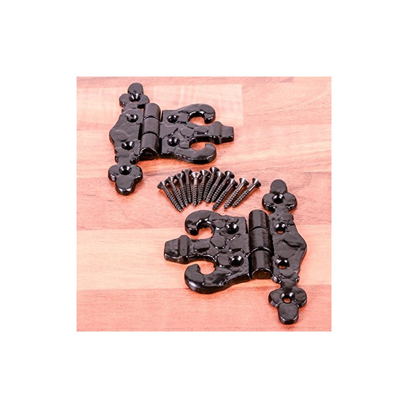 Pair of Heavy Black Cast Iron Unequal Hinges | Add