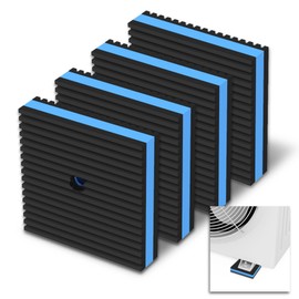 Memrita 4 Pack 3" X 3" X 7/8" Anti Vibration Pads,Heavy Duty EVA Pads,Blue Ribbed Rubber Pads M10 for Outdoor Air Conditioner,Washer and Dryer,Condensers Units