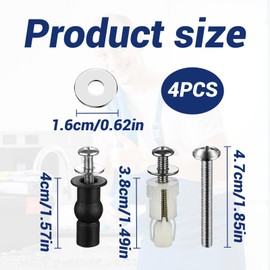 Ruinous Toilet Seat Cover Screw, 4 Pcs Universal Toilet Seat Hinges, Stainless Steel Screws with Brass Thread Insert, Easy Installation, White, Black