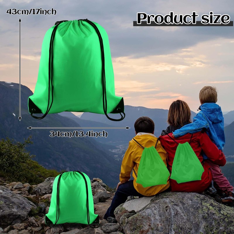 PLULON Green Drawstring Bags Drawstring Backpack Bulk, String Backpack Cinch