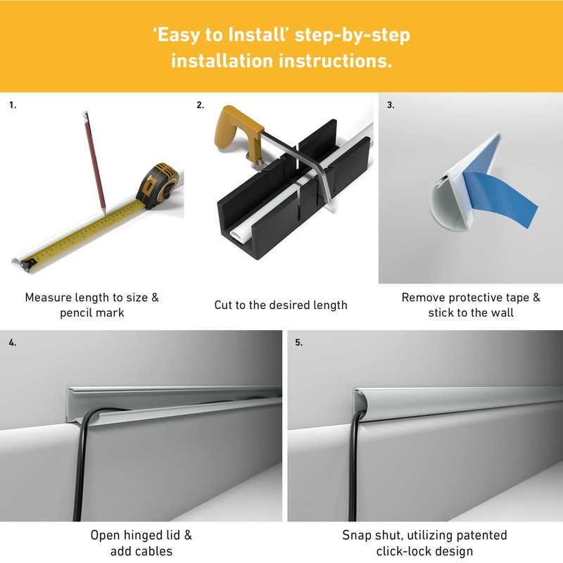 D-Line TV Wire Hider, Half Round Cord Cover for Wall