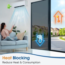 Homein One Way Privacy Window Film with Tool Window Tint for Home See Out Not in Heat Control Sun Blocking Mirror Reflective Anti UV Covering Static Cling No Glue Black-Sliver 35.4 x 78.7 inch