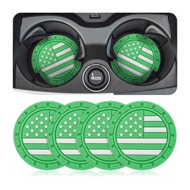 AUCELI 4 Pack Car Cup Holder Coasters, Colored American Flag US Flag Insert Car Cup Coaster, 2.75 Inch Anti Slip Shockproof Embedded Drink Mat, Vehicle Interior Decor Accessories