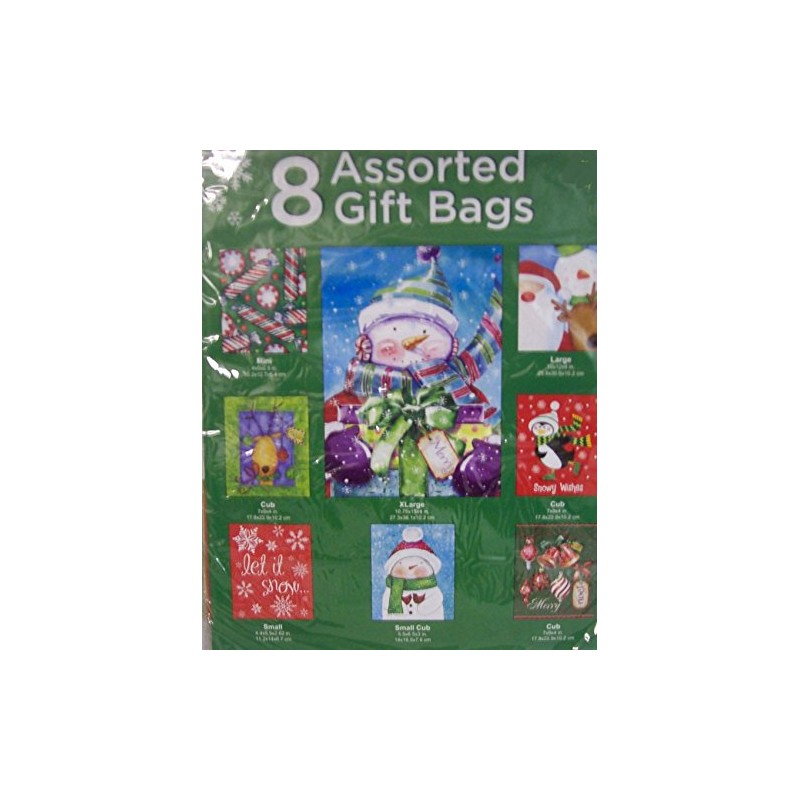 8 Assorted Christmas Theme Gift Bags