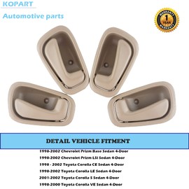 Exterior Interior Door Handle Fit for 1998 1999 2000 2001 2002 Toyota Corolla Chevy Prizm Front Rear Passenger Driver Door Handles Set of 8