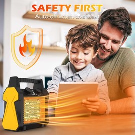 Outdoor Heater - Electric Patio Heater 1500W, 3S Fast Heating, Overheat Protection, Portable Heater for Outdoor Green House, Tent, Flower Room, Garage