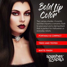 Vivid Red Lipstick - 2 Pack - Bold, Translucent, No Sheen Lip Color With Matte Finish - Makeup and Cosmetics by Splashes & Spills