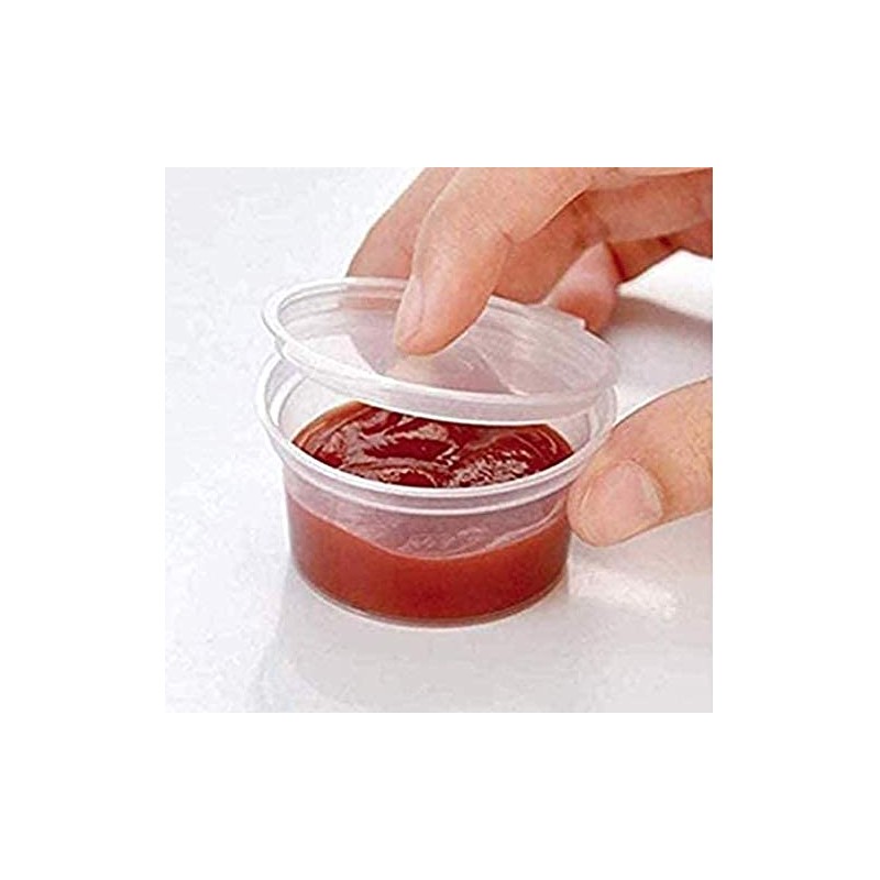 25 x 2oz Sauce Pots with Hinged Lids Round Food
