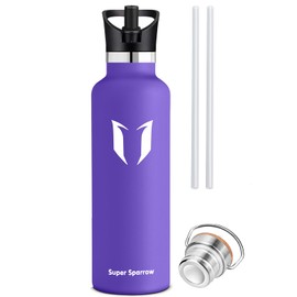 Super Sparrow Stainless Steel Water Bottle -620ml- Vacuum Insulated Metal Water Bottle - Standard Mouth Flask - BPA Free - Ideal Straw Water Bottle for Work, Gym, Travel, Sports
