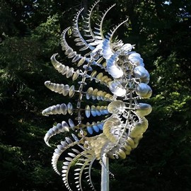 HZEACHAI Metal Windmill, Wind Spinners for Yard and Garden, Pinwheels, Silver, Kinetic