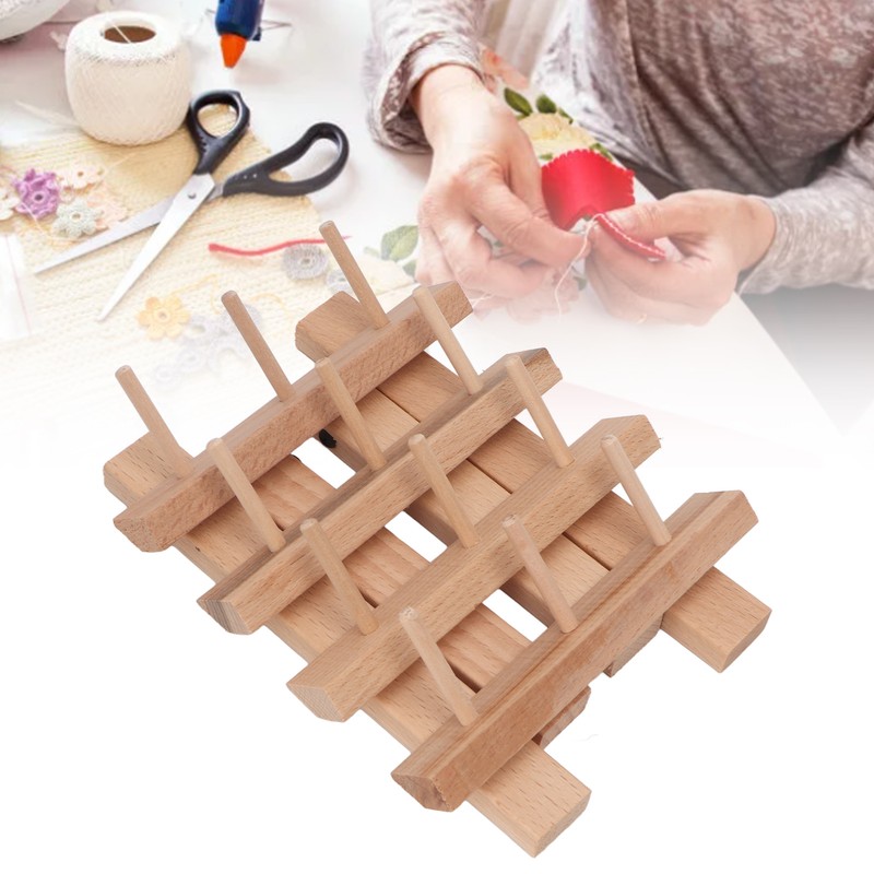 12 Spools Wooden Sewing Thread Holder Foldable Bobbin Hanging Rack