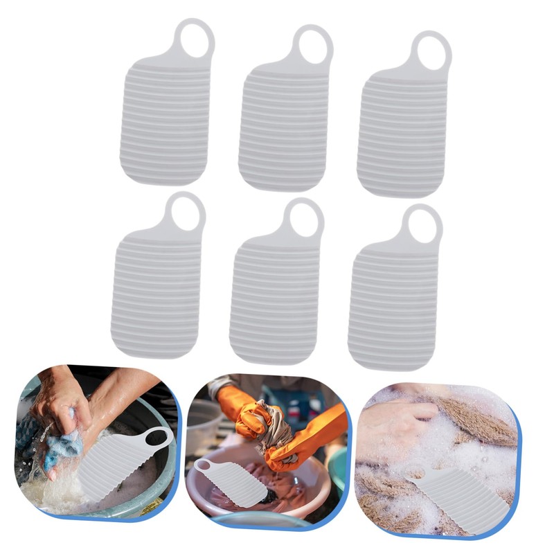 CHILDWEET 6pcs Mini Washboards Dual-sided Scrubbers Stripe Texture Portable Laundry