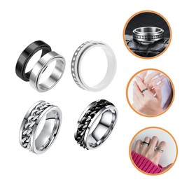 SHOWERORO 5pcs Titanium Steel Fidget Set Bead Band for Anxiety Management Lightweight and Design for Adults and Teens