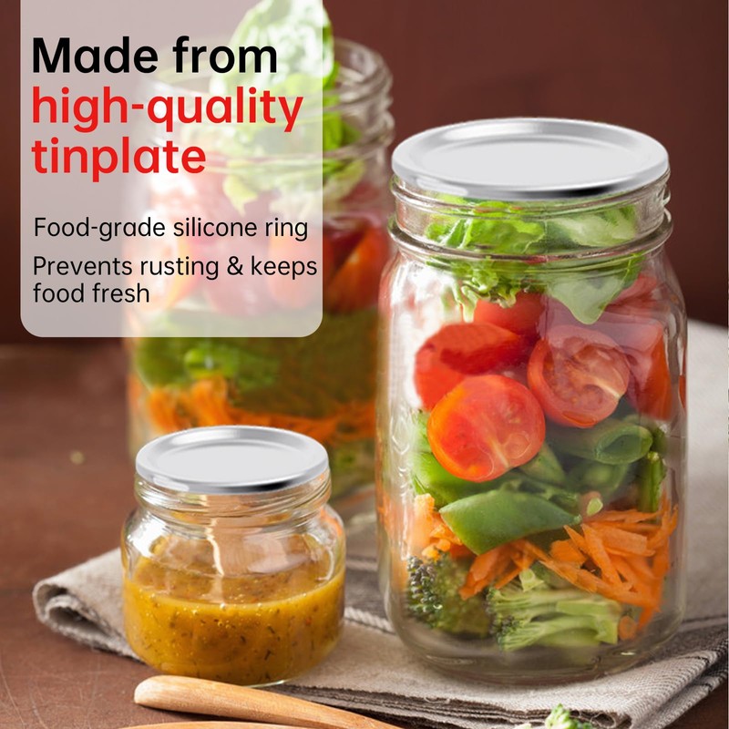 48PCS Mason Jar Lids for Wide and Regular Mouth Jars,