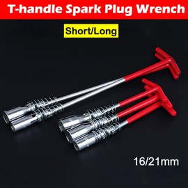 Short - 16mm Spark Plug Socket Wrench T-Handle Wrench Spanner 360-Degree Rotation Remover Installer Tool