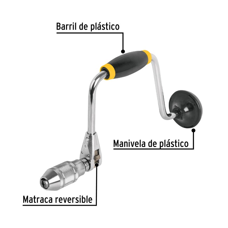 Pretul BC-10P, Berbiquí, perilla de plástico, tipo matraca, 12"