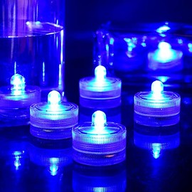 HL Submersible LED Light,Blue Waterproof Flameless Candle Tealights,Underwater Pool Lights for Wedding Home Vase Festival Party Decoration 24pcs