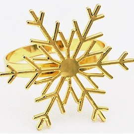 Set of 6 Delicate Snowflake Shape Napkin Rings for Holidays, Party, Events. Silver. Gold (Gold)