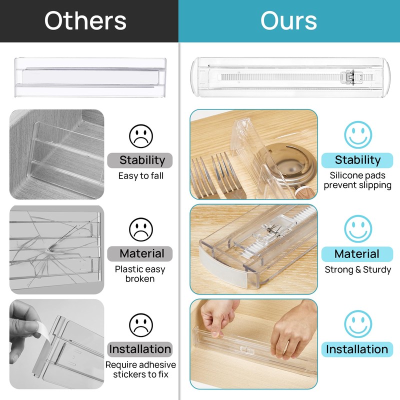 Vtopmart 4 Pack Shallow Drawer Dividers, Adjustable 2.3" High Expandable