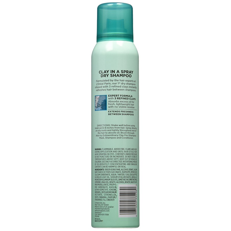 L'Oréal Paris Elvive Extraordinary Clay Dry Shampoo, 4 oz. (Packaging