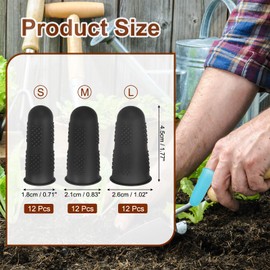 PATIKIL Finger Covers Cots, Black Silicone Finger Tips Protectors Gloves Anti-Slip Fingertip Caps Reusable for Sewing Gardening Dry Skin Finger Cracking, S/M/L, 36 Pcs