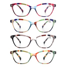 HAPJOYS Reading Glasses Women Blue Light Blocking Lightweight Readers +0.50 Anti Blue Ray Cheaters Glasses Spring Hinges 4 Pack