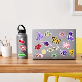 DARENYI Pack of 300 Aesthetic Stickers, Waterproof Vinyl Stickers, for Laptop, Cups, Books, Suitcases, Skateboards, Computers - Pink, Yellow, Blue, Purple, Red, Green