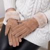 Isotoner Ladies Three Point Suede Gloves With Faux Fur Cuff