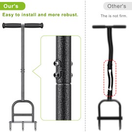 Dolibest Lawn Coring Aerator, Manual Lawn Aerator, 3 Stainless Steel Corer Plug Aerator with Soft Rubber Grip, Pre-Assembled Manual Grass Aerating Tool & Cleaning Hand Tool for Improving Lawn Health