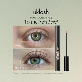 UKLASH Suero para el crecimiento de pestañas para lograr pestañas más largas y abundantes - 3 ml. Fórmula clínicamente probada para lograr pestañas y 
