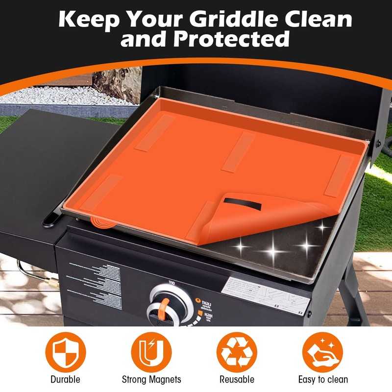 17" Griddle Mat Silicone for Blackstone, Magnetic Protective Cover Mats