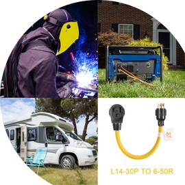 S7 Nema L14-30P to 6-50R Generator Power Cord Welder Adapter 3 Wire 125/250v 10AWG 20 Inches Long