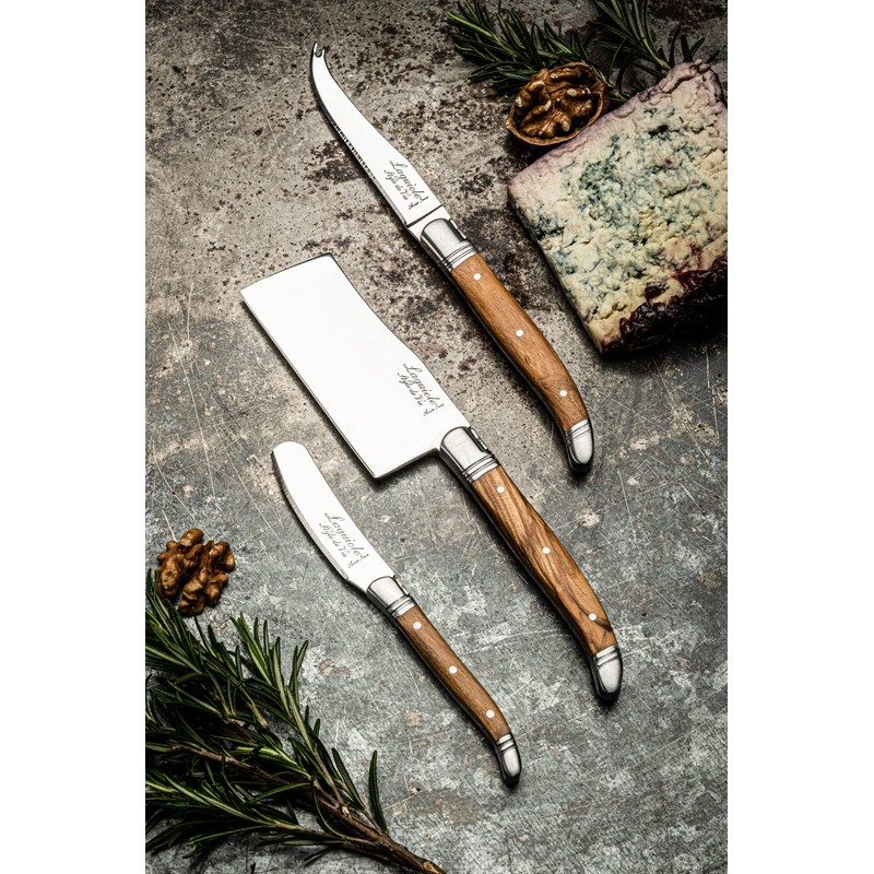 Laguiole Style de Vie Käsemesser Luxury Line, 3-teilig, Olivenholz