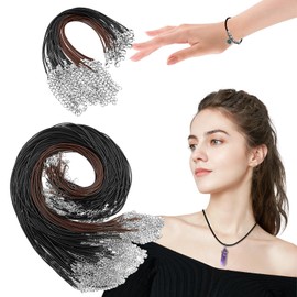 SNAILGARDEN 150Pcs Necklace Jewelry Making Set,120pcs Waxed Necklace Cord and 30pcs Waxed Bracelet String,Leather Cords with Clasp,Necklace Bracelet Clasp for DIY Jewelry Making (Black Brown)