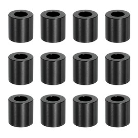 PATIKIL 12PCS Aluminum Spacers, 3/8" x 3/4" Metal Spacers Aluminum 3/4" L Spacer Screw Standoff Round Unthreaded Standoff Bushing for 3/8inch Screw Bolts, Black